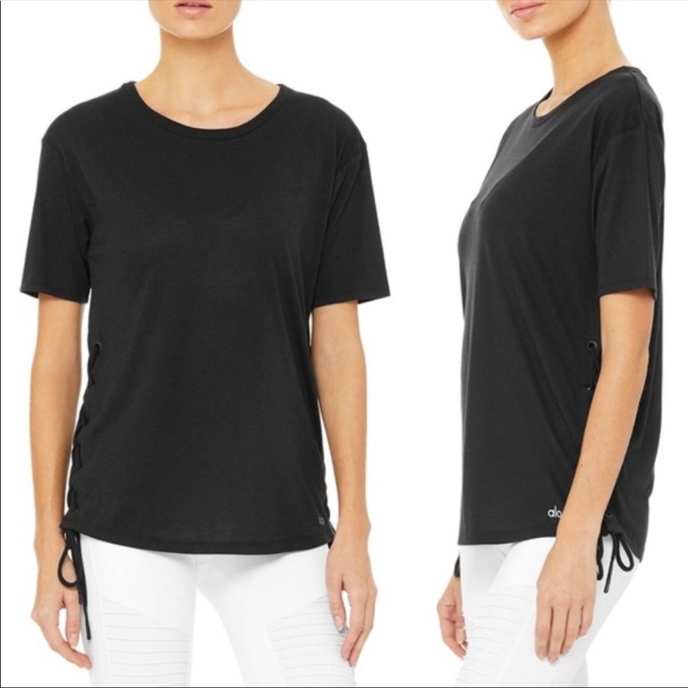 Alo Bliss Short Sleeve Lace Love Top